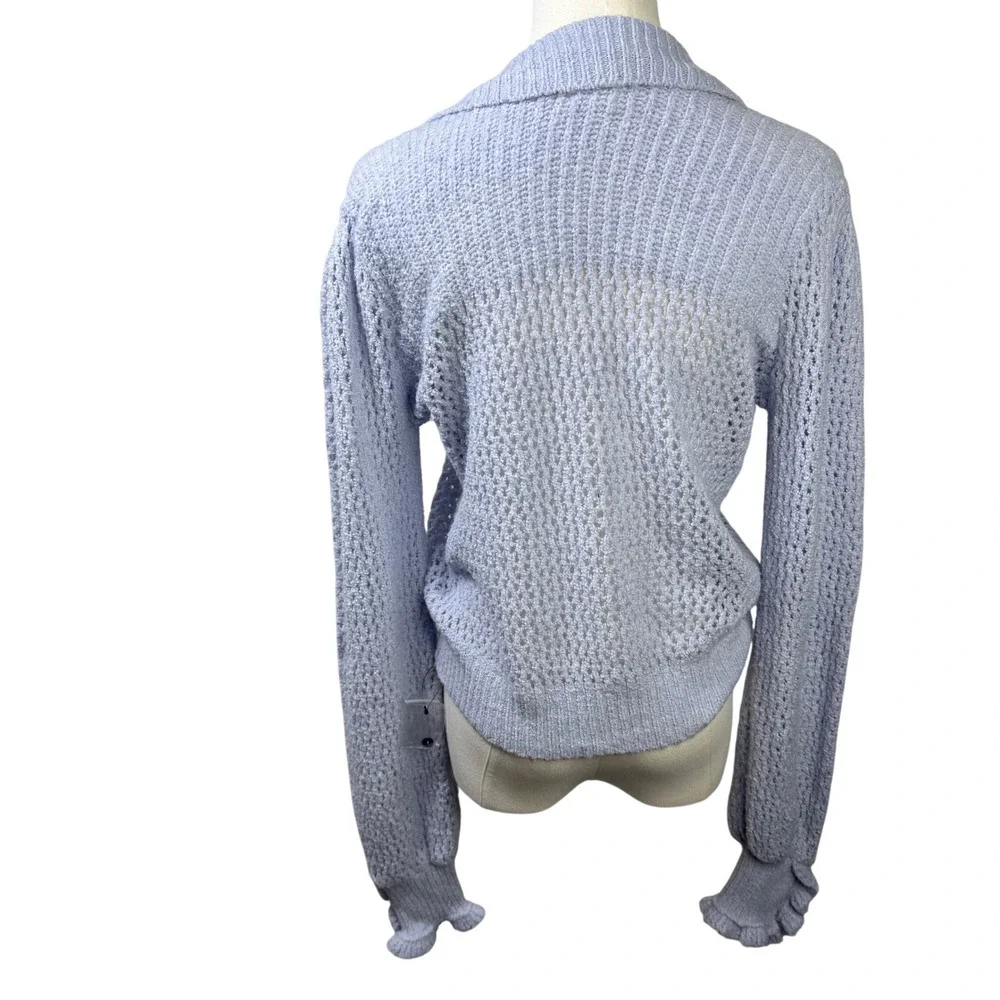 NWT Free People We The Free Crochet Sweater‎ Henley Long Sleeve Boho Coastal S